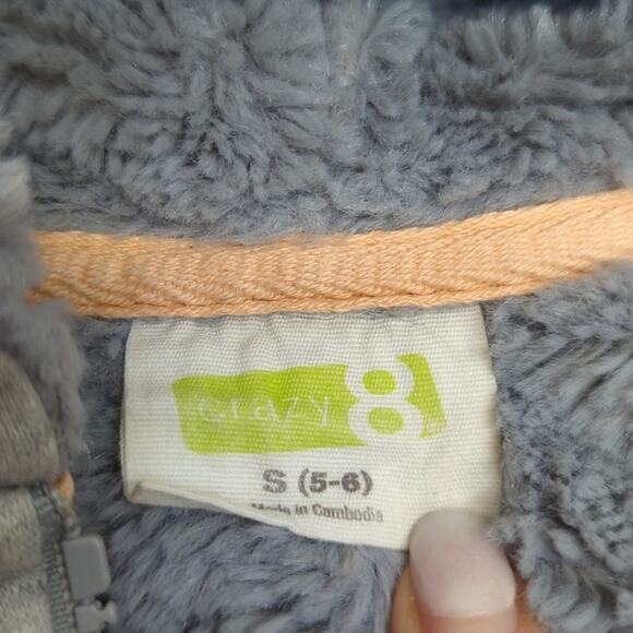 Crazy 8 Girl's Silver Glitter Star Sherpa Hoodie Full Zip Jacket Size Small - Picture 4 of 4